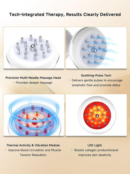 Lymphatic Drainage Massager, Electric Anti Cellulite Massage Tool, Helps Reduce Stretch Marks & Cellulite for Legs & Arms & Belly, Body Sculpting Machine with Microcurrent, Light, Heat & Vibration