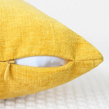 CaliTime Throw Pillow Covers Decorative 18 X 18 Inches Pack of 4 Cozy Chenille Cushion Cases for Couch Sofa Bed Living Room Home Mustard Yellow