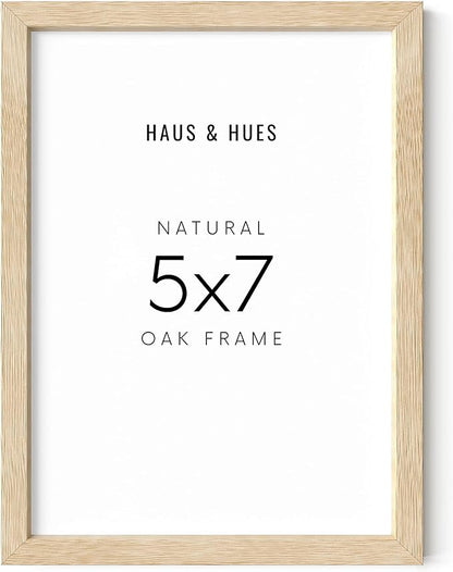 HAUS AND HUES Wood Picture Frame, 5x7 inches, Beige (Natural Oak, Poster Type, Set of 1)