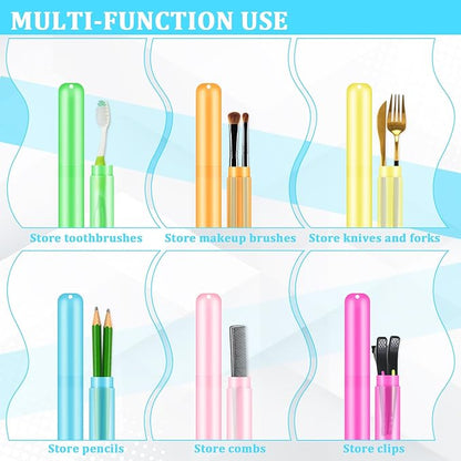 SIKEMAY 100 PCS Toothbrush Holder Bulk, Toothbrush Case Cover, Portable Plastic Dust Proof Breathable, Holder for Travel, Bathroom, Indoor, Outdoor, Trip, Camping, School