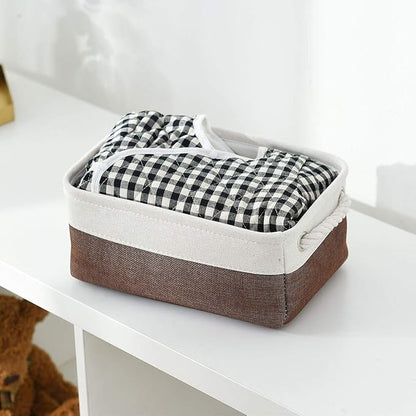 Small Storage Baskets for Shelves,Fabric Storage Baskets for Closet,Rectangular Collapsible Baskets for organizing Clothes,Books,Gifts