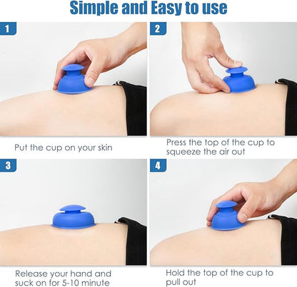 Silicone Cupping Therapy Sets-10pcs Professional Vacuum Cupping for Myofascial Massage/Joint Pain/Anti Cellulite/Deep Muscle Relief & More(Blue)