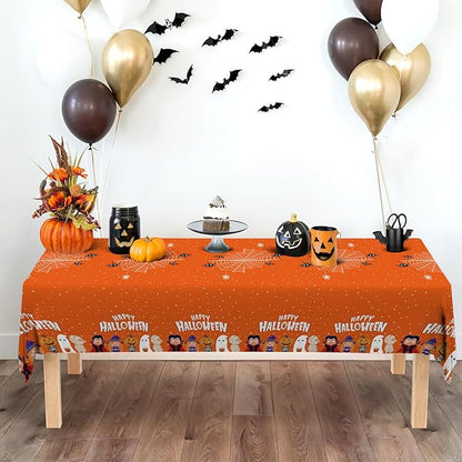 ATFUNSHOP 4 Packs Halloween Tablecloth Disposable Table Cover 54X108 Halloween Decorations KidsBirthday Party Decor, Spooky Spider Web Waterproof Spillproof Table Cloth - Perfect for Dinner