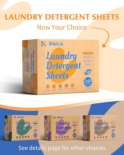 Laundry Detergent Sheets - 240 Loads, Hypoallergenic,Deep Cleaning, Fresh Linen Scent, Plastic-Free, Eco-Conscious,Paraben-Free,Fast Dissolve, Perfect for Home,Dorms,Travel,Camping,College Essentials