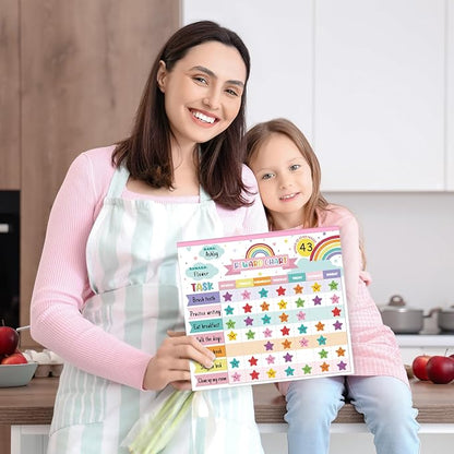 Reward Chart for Kids,Magnetic Behavior Chore Chart for Kids at Home,26 Rainbow White Chore Charts,1960 Star Stickers,56 Reward Stickers,Incentive Chore Chart to Develop Responsibility and Good Habits