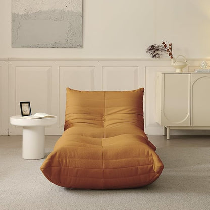 Luxury Sofa Couch Chair, Lazy Floor Seating, Fireside Bean Bag Chair, Ergonomic Tatami Sofa Lounger for Living Room, Bedroom, Office, Single Seat, Brown