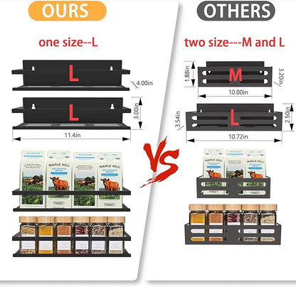 Magnetic Spice Rack Organizer for Fridge Seasoning Organizer for Kitchen Storage With Screw Magnetic Shelf for Oven, RV,Garage,Bathroom(Black, 4pack)