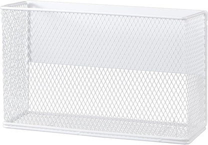 Magnetic Basket Organizer Holder for Fridge Magnetic Storage Bin Box Containers, White Magnetic Locker Organizer Holder for Kitchen Storage, Magazine, Whiteboard,10" × 3.34" ×5.9"
