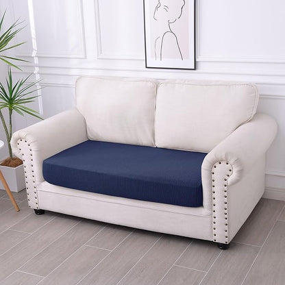 hyha Waterproof Couch Cushion Covers for Pets, Non Slip Sofa Seat Cover for Dogs Washable, Soft Thick Stretch Jacquard Fabric, Sofa Slipcovers with Elastic Bottom (1 Piece for Medium, Navy)