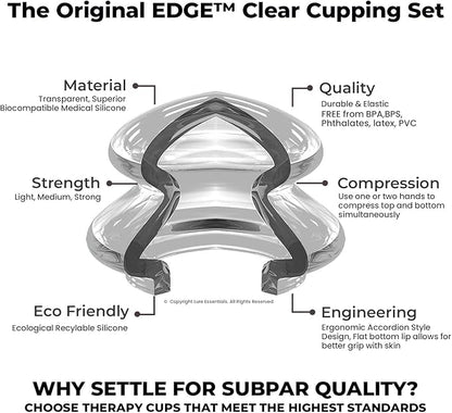 8 Edge Cups Silicone Cupping Therapy Set Professional Massage Cupping Cups for Cupping Therapy Cupping Kit for Massage, Myofascial Release, Cellulite Reduction (Lure Clear)