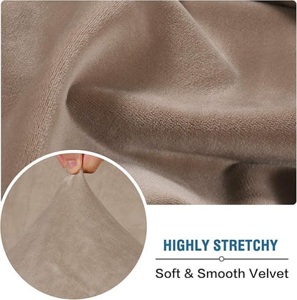H.VERSAILTEX Velvet Stretch Sectional Couch Covers 4 Pieces Sofa Seat Cushion Covers L Shape Separate Cushion Couch Cover for Both Left/Right Sectional Couch (Large Sofa 3 Seater + 1 Chaise, Taupe)