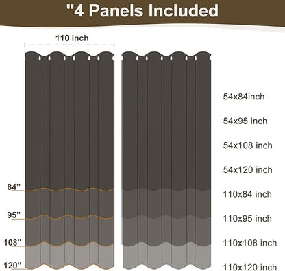 HolidayIdeas 4 Panels Faux Linen Outdoor Curtains for Patio Waterproof Teal Curtains 110" Wide x 84" Long-Outside Wide Curtains Weatherproof Privacy Textured for Pergola, Porch, Gazebo, Backyard