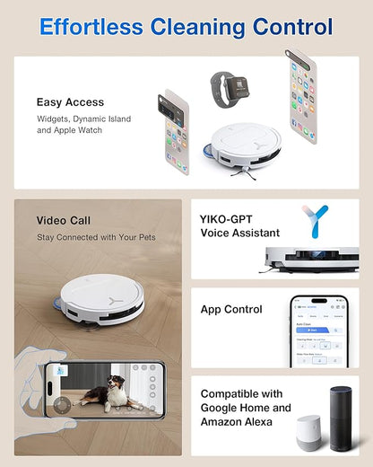 ECOVACS DEEBOT T50 PRO Omni Robot Vacuum and Mop, 3.19” Ultra-Slim, 15,000Pa Suction, ZeroTangle 2.0, TruEdge Edge Cleaning, AIVI 3D Obstacle Avoidance, Auto Mop Wash & Dry, Self-Emptying,White