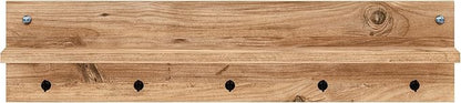 Modern Wall-Mounted Coat Rack with Shelf and Hooks - Wooden Entryway Organizer (Brown)