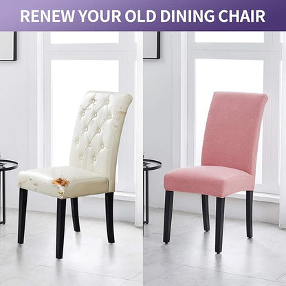 Joccun Chair Covers for Dining Room Set of 6,Dining Chair Slipcovers Stretch Dining Room Chair Covers Seat Protector,Washable Parsons Chair Cover for Home,Banquet(Dusty Pink,6 Pack)