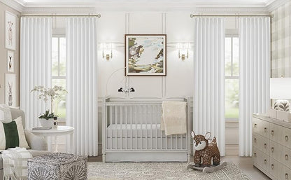 Vision Home White Pinch Pleated Full Blackout Curtains Thermal Insulated Window Curtains 90 inch for Living Room Bedroom Room Darkening Pinch Pleat Drapes with Hooks Back Tab 2 Panel 40" Wx90 L