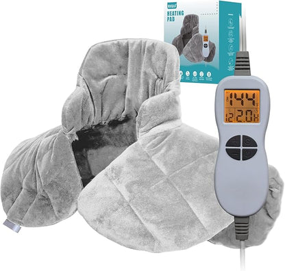 Ruqiji Neck&Shoulder&Back Heating Pad, Pain Relief for Back/Neck/Shoulders/Menstrual Pain, Christmas Gifts for Women Men Mom Dad (01-Light Gray, 19" x 24")