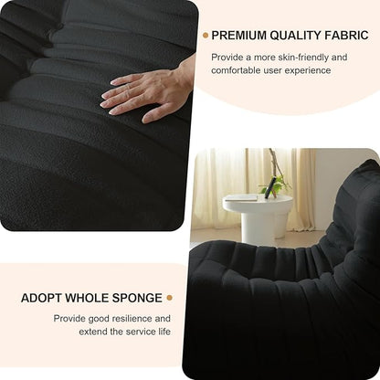 Luxury Sofa Couch Chair, Lazy Floor Seating, Fireside Bean Bag Chair, Ergonomic Tatami Sofa Lounger for Living Room, Bedroom, Office, Single Seat, Black