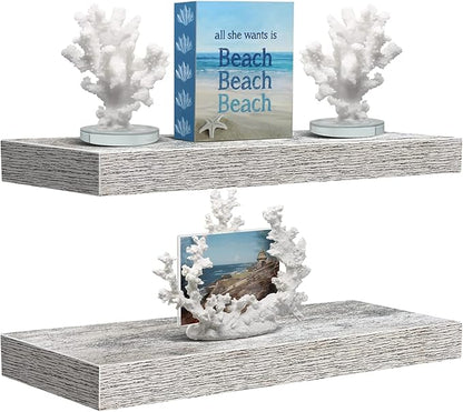Sorbus Floating Shelves, Wall Shelves for Bedroom, Kitchen, Living Room, Bathroom Shelves Over The Toilet, Office, Home Decor, Farmhouse, 16 Inch Wall Mounted Rustic Floating Shelves for Wall, 2 Pack