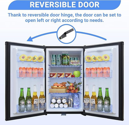 SMETA 12V RV Refrigerator 1.7 Cu.Ft Mini Camper Fridge with Lock and Key AC/DC 110V/12v Quiet Absorption Compact Refrigerator for RV Semi Truck Patio Car with Reversible Door Beverage Cooler, Black