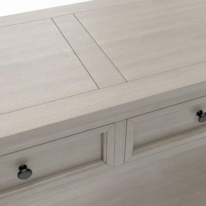 Solid Wood Console Table,Long Sofa Table Entryway Table with 4 Drawers and Bottom Shelf for Hallway Living Room Couch Table,Fully Assembled (63" Gray Wash)