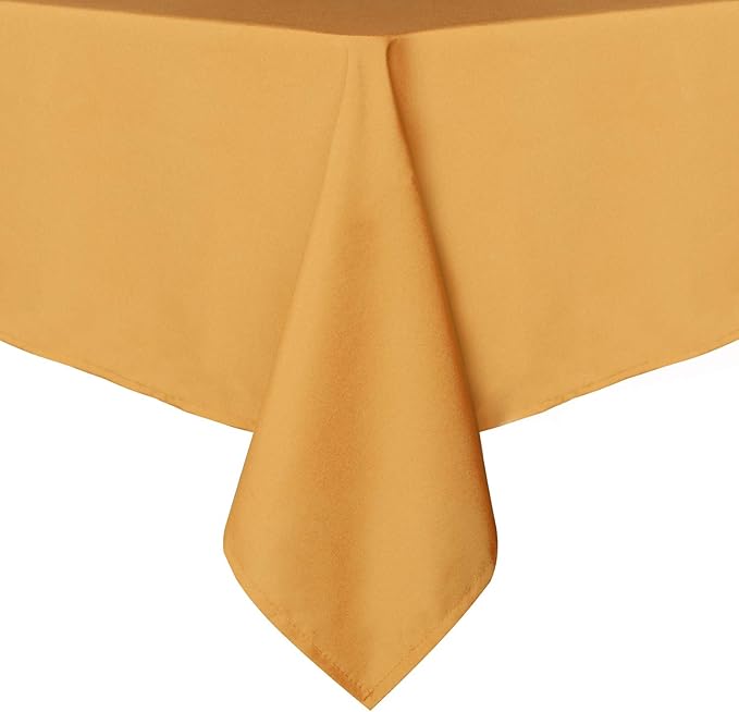 sancua Rectangle Tablecloth - 54 x 108 Inch - Stain and Wrinkle Resistant Washable Polyester Table Cloth, Decorative Fabric Table Cover for Dining Tables, Buffet Parties and Camping, Gold