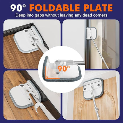 Upgraded Self-Standing Spin Mop and Bucket System, Detachable Inner Mop Bucket That Separates Dirty Water & 90° Foldable Head, Triple-Scrubbing System, for Hardwood Floors - White with 6 Pads