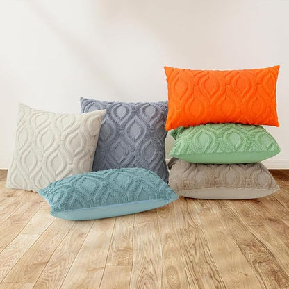 decorUhome Fall Throw Pillow Covers 26x26 Inch Set of 2, Soft Plush Decorative Faux Fur Orange Solid Couch Pillow Covers, Accent Farmhouse Neutral Square Euro Pillow Cases for Sofa Bed Living Room