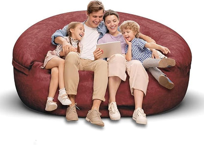 Bean Bag Chair for Adults 6FT,Soft Removable Cover for Teens/Girls Bedroom,Fluffy Giant Round Floor Beanbag Lounger Chairs (No Filler,Claret)