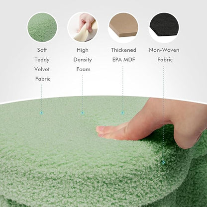 B FSOBEIIALEO Storage Ottoman Cube, Flowers Shaped Ottomans with Storage Foot Stool Footrest for Lving Room, Boucle Ottoman Seat for Dorm Room,Faux Teddy Fur, Green 12.6"x12.6"x12.6"