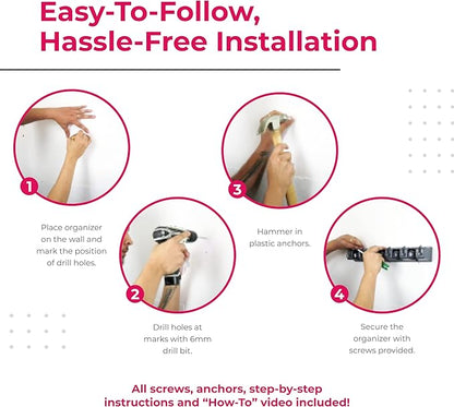 EXTRA GRIP Mop & Broom Holder Wall Mount - Wall Hanging Garden Tool & Utility Closet Organizer, Mop & Broom Hook, Broom Hanger Wall Mount, Mop Broom Organizer, Wall Mounted Broom Rack Mop Storage