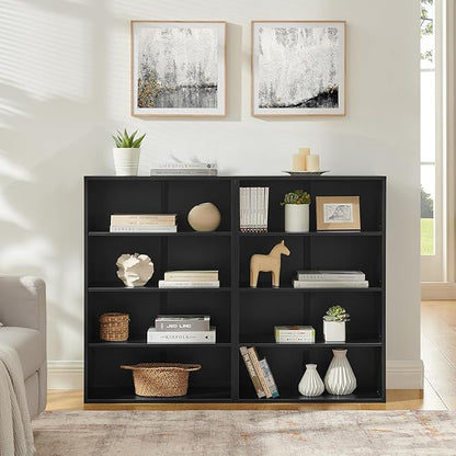 71 Inch Tall 8-Shelf Bookcase, Wood Bookshelf Storage Organizer Adjustable Shelf for Home Office Living Room, Converts into Two 4-Shelf Bookshelves, Black