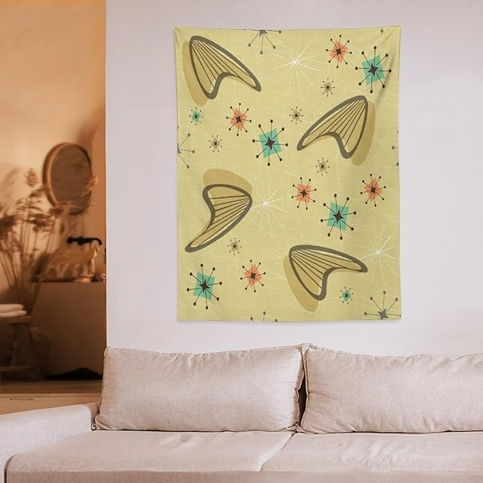 ICMOLYYENLO Boho Medieval Cat Tapestry, Abstract Atomic Starburst Geometric Aesthetic Art Wall Hanging For Bedroom Living Room Dormitory 30x40 Inches