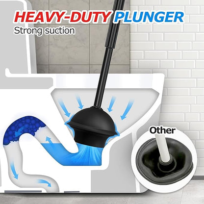 2Pack 2 in 1 Toilet Brush and Plunger Set, Extended Handle Plunger,Toilet Bowl Brush Plunger Set,Bathroom Cleaning Tools,Toilet Brush Plunger Combo,Cleaning Brush,Cleaning Supplies
