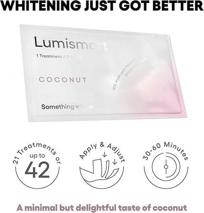 Something Nice Lumismart Whitening Strips - Dentist-Designed, Enamel Safe, up to 42 Treatments with Smart Adjust - Teeth Whitening Strips in Coconut for Sensitive Teeth