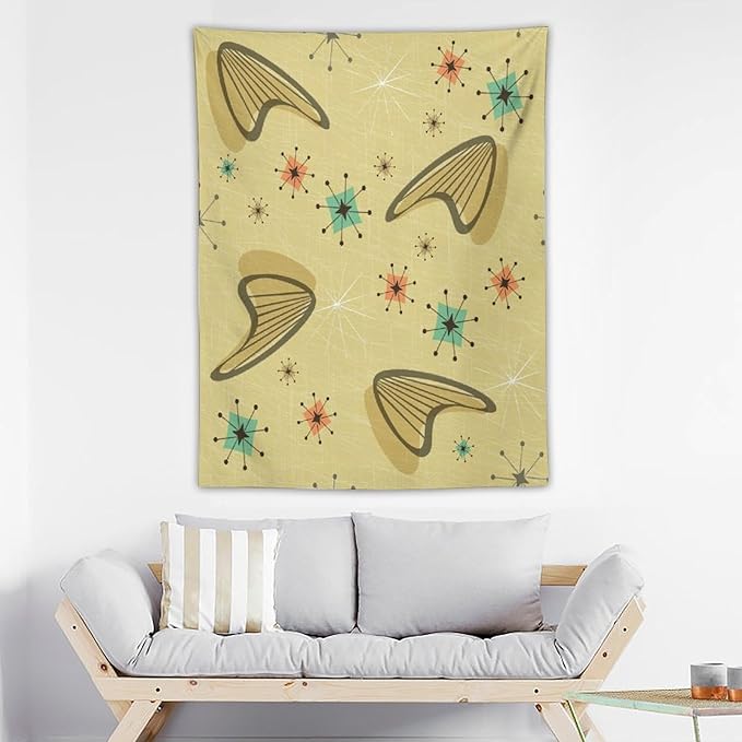 ICMOLYYENLO Boho Medieval Cat Tapestry, Abstract Atomic Starburst Geometric Aesthetic Art Wall Hanging For Bedroom Living Room Dormitory 50x60 Inches