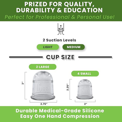 Silicone Cupping Therapy Set 6 Professional Massage Cupping Cups for Cupping Therapy Cup Kit for Massage, Myofascial Release, Cellulite Reduction