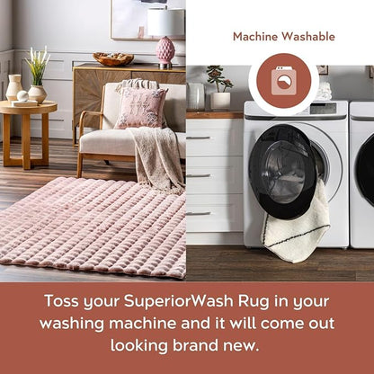 nuLOOM 2' x 8' Cozy Plush SuperiorWash Area Rug, Machine Washable, Non-Slip, Soft Fluffy Shag Carpet for Living Room Bedroom Kids Room Nursery Home Decor, Jeni Blush