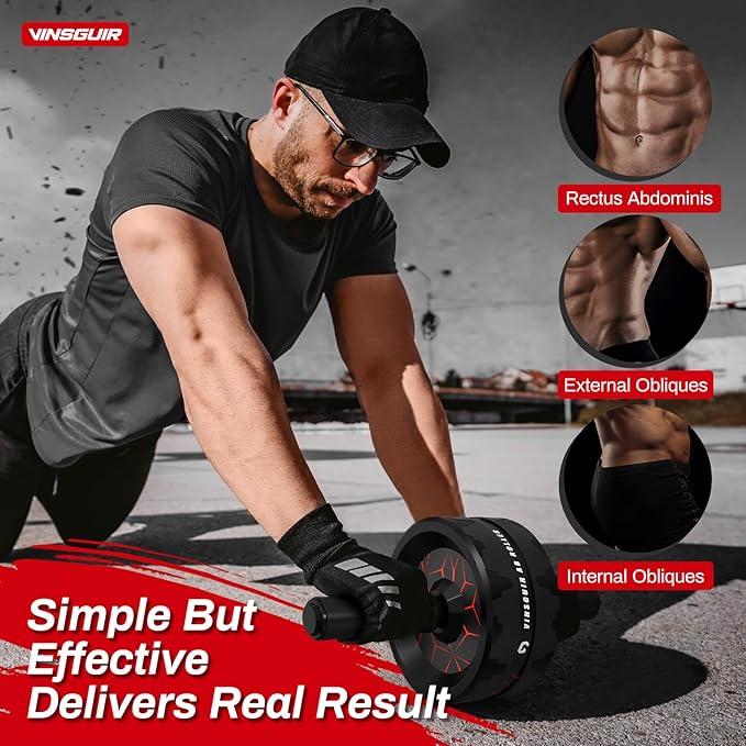 VINSGUIR Ab Roller Wheel, Abs & Core Workout Equipment for Home Gym with Knee Pad Accessories, Abdominal Wheel for Full-body Strength Training