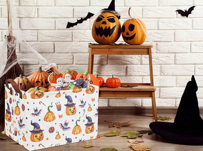 HIYAGON Rectangular Halloween Basket Trick or Treat Basket for Kids Boys and Girls Pumpkin Candy Box for Halloween Parties Cute Storage Bin Organizer Box Room Decor(Pumpkin)