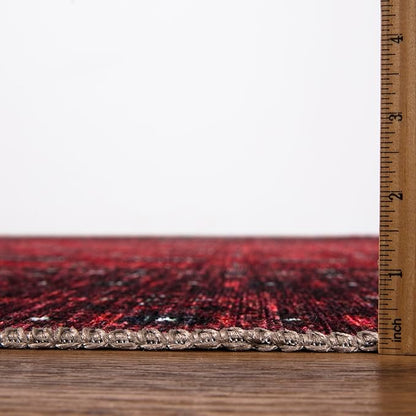 Keen Home Design 2x12 Rug - Machine Washable Runner Rug with Non-Slip Backing, Ideal for Hallway, Entryway, Kitchen, Laundry Room - Vintage, Easy Clean, Durable, Low Pile - (2'6" x 12')
