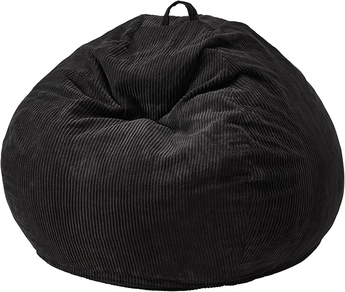 Hobestluk 2.5FT Bean Bag Chair Beanbags Small Bean Bag Chair with Filler Included Teardrop Bean Bag with Removable Cover for Bedroom Living Room (Small, Black)
