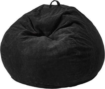 Hobestluk 2.5FT Bean Bag Chair Beanbags Small Bean Bag Chair with Filler Included Teardrop Bean Bag with Removable Cover for Bedroom Living Room (Small, Black)