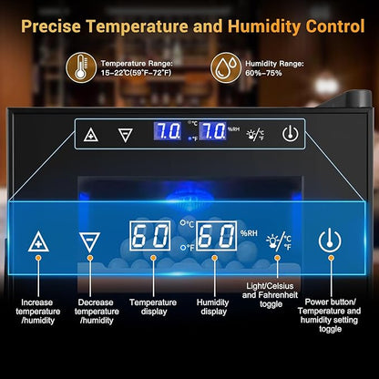 25L Cigar Electric Humidor, 200 Counts Large Capacity,Thermostatic Electric Cooler Cabinet with Digital LED Screen, Safety Lock,Smart Humidity & Temp Control, Gifts for Men