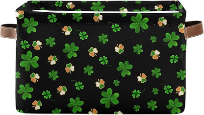 Storage Basket St Patrick's Day Cube Storage Bins Organizer Bag Collapsible Closet Shelf Baskets with handle for Baby Cloth Pet Toy Book 14.2×10.2×8.3 IN