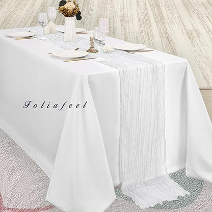 10FT 20 Pack White Cheesecloth Table Runner 20 x 120 Inch Long Rustic Gauze Cheese Cloth Table Runner for Wedding Bridal Baby Shower Table Decorations Boho Fabric Sheer Birthday Party Table Decor