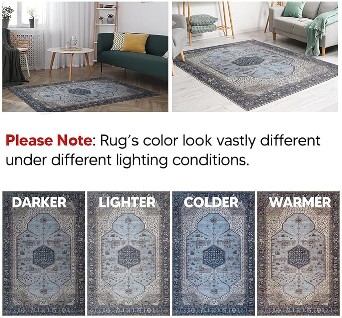 Keen Home Design 2x10 Rug - Machine Washable Runner Rug with Non-Slip Backing, Ideal for Hallway, Entryway, Kitchen, Laundry Room - Vintage, Easy Clean, Durable, Low Pile - (2'6" x 10')