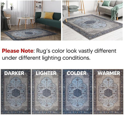 Keen Home Design 2x7 Rug - Machine Washable Runner Rug with Non-Slip Backing, Ideal for Hallway, Entryway, Kitchen, Laundry Room - Vintage, Easy Clean, Durable, Low Pile Rug - (2'6" x 7')