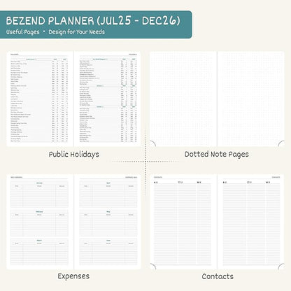 BEZEND Planner 2025-2026 Weekly and Monthly, 8.5" x 11" Academic Calendar (Jul 25-Dec 26) Vertical Daily Appointment with Hourly Timeslot & Monthly Tab, PU Leather Hardcover - Sky Blue
