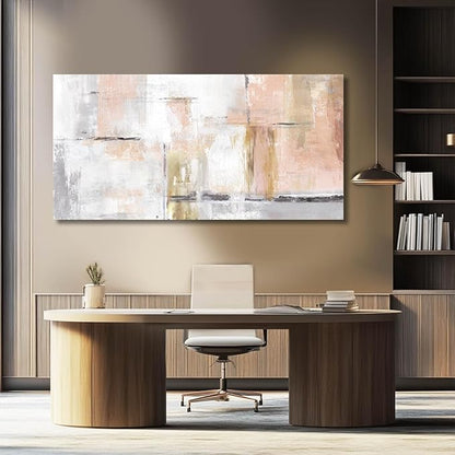 Gold Abstract Wall Art Decor Minimalist Oil Paintings 24"x48" Canvas Wall Art for Living Room Modern Framed Pictures for Wall Home Office for Women Ready to Hang